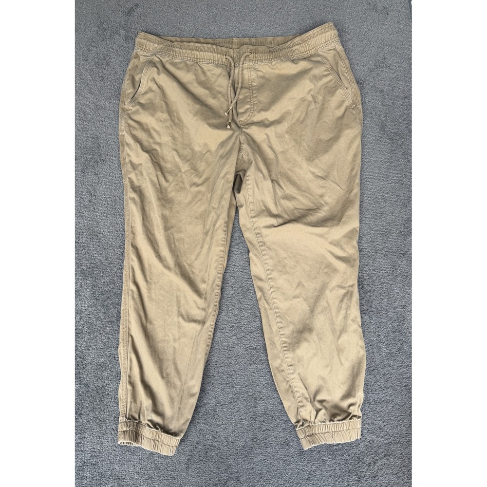 American Rag Mens XXL Khaki Tan Cotton Jogger Pants Elastic Waist Drawstring